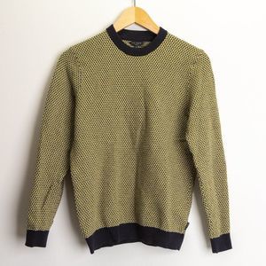 Ted Baker Yellow, Black & White Knotted Textured Sweater Size 2